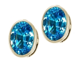 Tommaso Design™ Checkerboard Cut Genuine Oval Blue Topaz Earring Studs