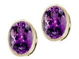 Tommaso Design™ Checkerboard Cut Genuine Oval Amethyst Earring Studs