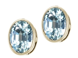 Tommaso Design™ Genuine Oval Aquamarine Earring Studs