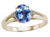 Tommaso Design™ Oval 7x5mm Genuine Tanzanite and Diamond Ring