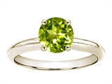 Tommaso Design™ 7mm Round Genuine Peridot Solitaire Engagement Ring