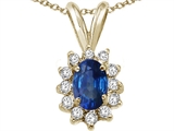 Tommaso Design™ Oval 7x5mm Genuine Sapphire and Diamond Pendant