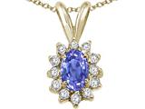 Tommaso Design™ Oval 7x5mm Genuine Tanzanite and Diamond Pendant
