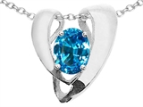 Tommaso Design™ Oval 9x7mm Genuine Blue Topaz Pendant Enhancer with large opening for Omega Chain