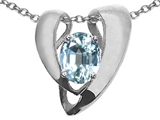 Tommaso Design™ Oval 9x7mm Genuine Aquamarine Pendant Enhancer with large opening for Omega Chain