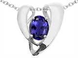 Tommaso Design™ Oval 9x7mm Genuine Iolite Pendant Enhancer with large opening for Omega Chain