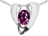 Tommaso Design™ Oval 9x7mm Genuine Pink Tourmaline Pendant Enhancer with large opening for Omega Chain