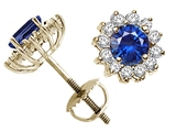 Tommaso Design™ Round 5mm Genuine Sapphire and Diamond Screw Back Earrings Studs