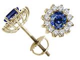 Tommaso Design™ Round 4.5mm Genuine Sapphire and Diamond Screw Back Earring Studs