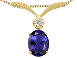 Tommaso Design™ Oval 7x5mm Genuine Iolite and Diamond Pendant