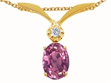 Tommaso Design™ Oval 7x5mm Genuine Pink Tourmaline and Diamond Pendant