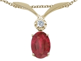Tommaso Design™ Oval 7x5mm Genuine Ruby and Diamond Pendant
