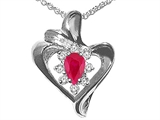 Tommaso Design™ Ruby and Diamond Heart Shaped Pendant
