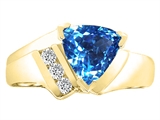 Tommaso Design™ Trillion 7mm Genuine Blue Topaz and Diamond Ring