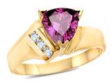 Tommaso Design™ Trillion 7mm Genuine Pink Tourmaline and Diamond Ring