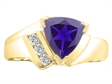 Tommaso Design™ Trillion 7mm Genuine Iolite and Diamond Ring