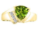 Tommaso Design™ Trillion 7mm Genuine Peridot and Diamond Ring