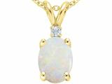 Tommaso Design™ Genuine 8x6 Australian Opal and Diamond Pendant