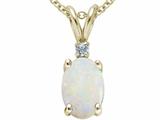 Tommaso Design™ Oval 7x5mm Genuine Opal and Diamond Pendant