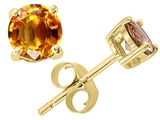 Tommaso Design™ Round Genuine Citrine Earring Studs