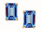 Tommaso Design™ Emerald Cut 8x6mm Genuine Blue Topaz Earrings