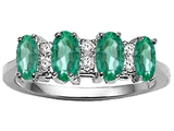 Tommaso Design™ Genuine 4 Stone Emerald and Diamond Ring
