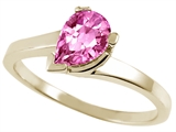 Tommaso Design™ Pear Shape 7x5mm Genuine Pink Tourmaline Ring