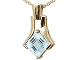Tommaso Design™ Square Genuine Aquamarine with Checker Board Top Pendant