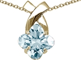 Tommaso Design™ Clover Cut 8mm Faint Blue Genuine Aquamarine Pendant