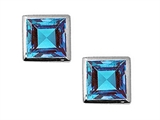 Tommaso Design™ Small Square Cut Genuine Blue Topaz Earrings