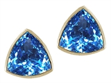 Tommaso Design™ Genuine Trillion Blue Topaz Earring Studs