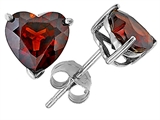Tommaso Design™ Heart Shape Genuine Garnet Earring Studs
