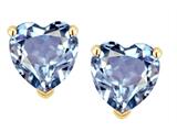 Tommaso Design™ 7mm Heart Shape Simulated Aquamarine Earring Studs