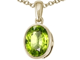 Tommaso Design™ Genuine 9x7mm Oval Checker Board Cut Peridot Pendant