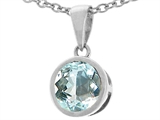 Tommaso Design™ Genuine Round Aquamarine Pendant