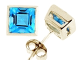 Tommaso Design™ Square 5mm Genuine Blue Topaz Earrings