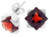 Tommaso Design™ Genuine Square Garnet Earrings