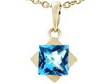 Tommaso Design™ 6mm Square Genuine Blue Topaz Pendant