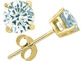 Tommaso Design™ Round Genuine Aquamarine Earring Studs
