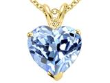 Tommaso Design™ 8mm Heart Shape Simulated Aquamarine and Genuine Diamond Pendant