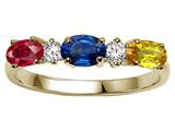 Tommaso Design™ Genuine 3 Stone and Diamond Mothers Ring
