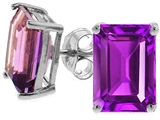 Tommaso Design™ Emerald Cut 8x6mm Genuine Amethyst Earrings