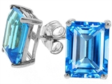 Tommaso Design™ Genuine Emerald Cut Blue Topaz Earrings