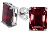 Tommaso Design™ Emerald Cut 8x6mm Genuine Garnet Earrings