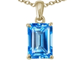 Tommaso Design™ Emerald Cut 8x6mm Genuine Blue Topaz Pendant