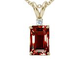 Tommaso Design™ Emerald Cut 8x6mm Genuine Garnet and Diamond Pendant