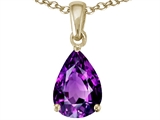 Tommaso Design™ Pear Shape 8x6 mm Genuine Amethyst Pendant