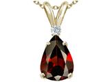 Tommaso Design™ Pear Shap 8x6 mm Genuine Garnet and Diamond Pendant