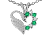 Tommaso Design™ Genuine Heart Shaped Swan Emerald Pendant