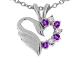 Tommaso Design™ Genuine Heart Shaped Swan Amethyst Pendant